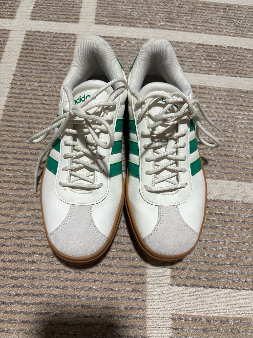 adidas White & Green Retro Low-Top Sneakers
